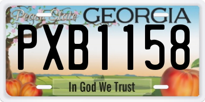 GA license plate PXB1158