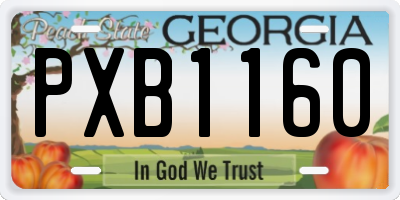 GA license plate PXB1160