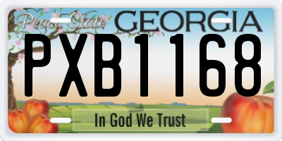 GA license plate PXB1168