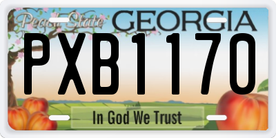 GA license plate PXB1170