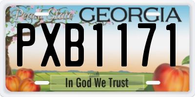 GA license plate PXB1171