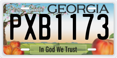 GA license plate PXB1173