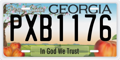 GA license plate PXB1176