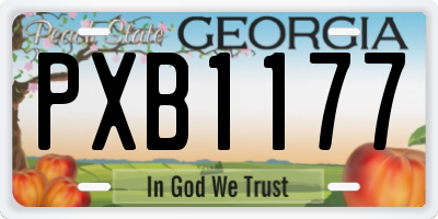 GA license plate PXB1177