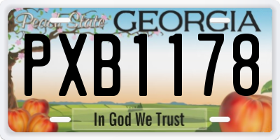 GA license plate PXB1178