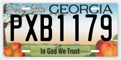 GA license plate PXB1179