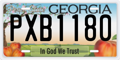 GA license plate PXB1180