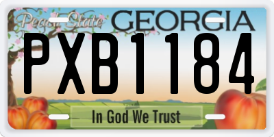 GA license plate PXB1184
