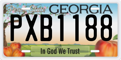 GA license plate PXB1188