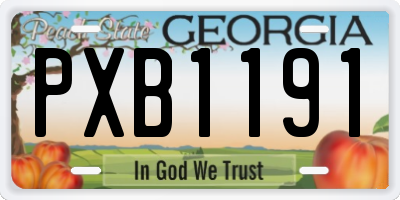 GA license plate PXB1191