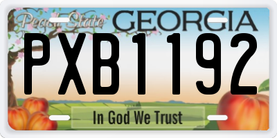GA license plate PXB1192