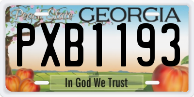 GA license plate PXB1193