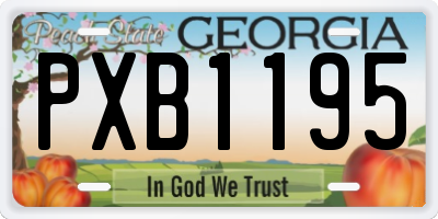 GA license plate PXB1195