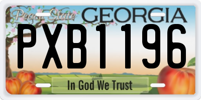 GA license plate PXB1196