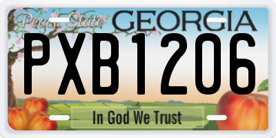 GA license plate PXB1206