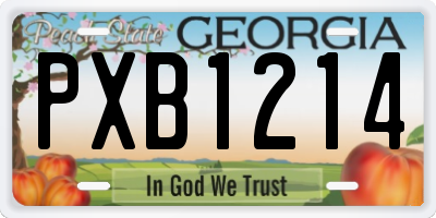 GA license plate PXB1214