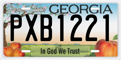 GA license plate PXB1221