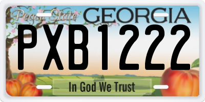 GA license plate PXB1222