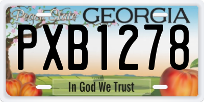 GA license plate PXB1278