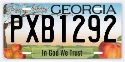 GA license plate PXB1292
