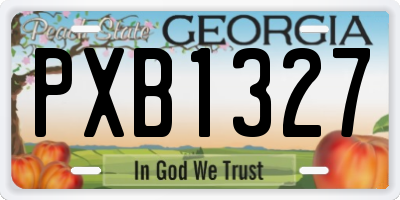 GA license plate PXB1327