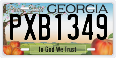 GA license plate PXB1349