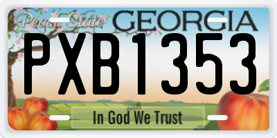 GA license plate PXB1353