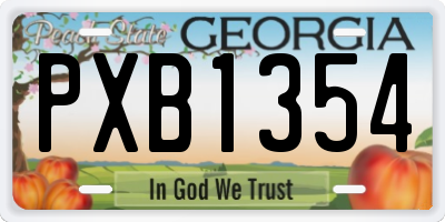GA license plate PXB1354