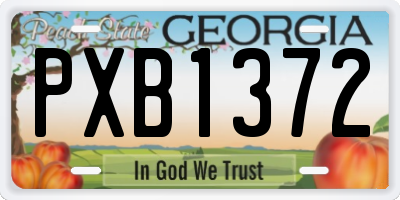 GA license plate PXB1372