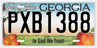 GA license plate PXB1388