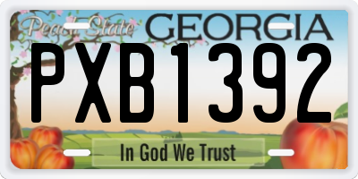 GA license plate PXB1392