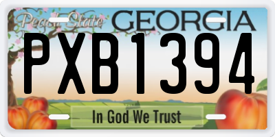 GA license plate PXB1394