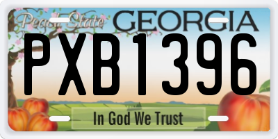GA license plate PXB1396
