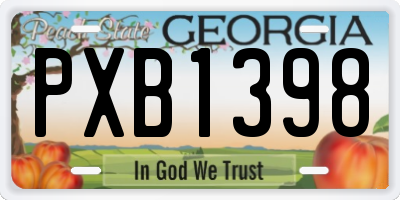 GA license plate PXB1398