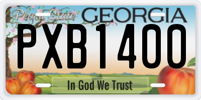 GA license plate PXB1400