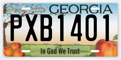 GA license plate PXB1401