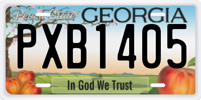 GA license plate PXB1405