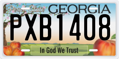GA license plate PXB1408