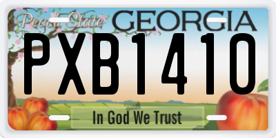 GA license plate PXB1410