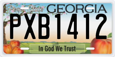 GA license plate PXB1412