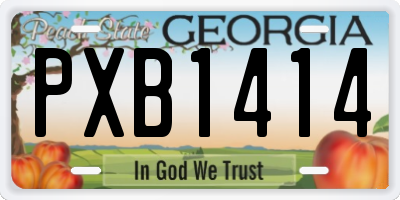 GA license plate PXB1414