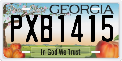 GA license plate PXB1415