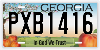 GA license plate PXB1416