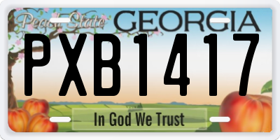 GA license plate PXB1417