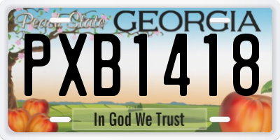 GA license plate PXB1418