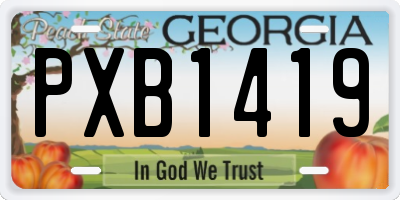 GA license plate PXB1419