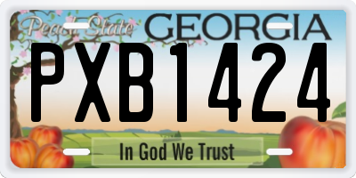 GA license plate PXB1424