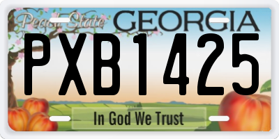 GA license plate PXB1425