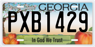 GA license plate PXB1429
