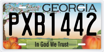 GA license plate PXB1442